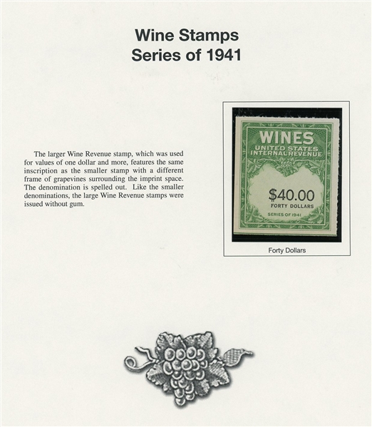 Fabulous Wine Revenue Stamp Collection on Mystic Pages (SCV $3000+)