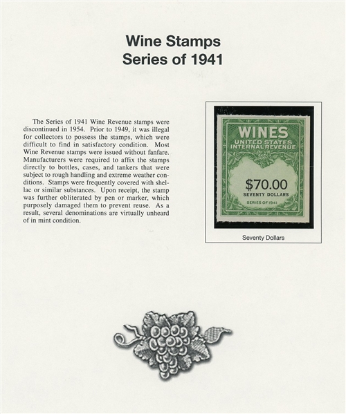 Fabulous Wine Revenue Stamp Collection on Mystic Pages (SCV $3000+)
