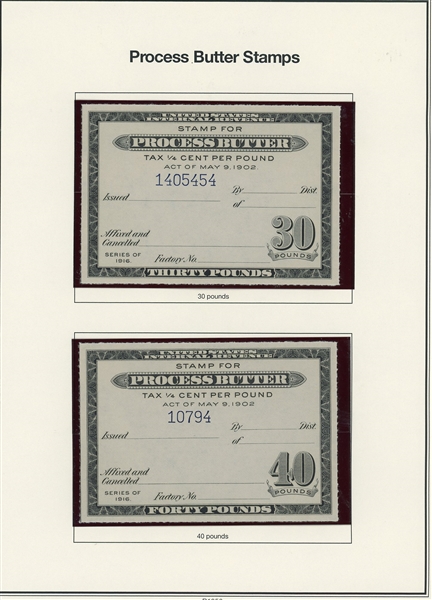 Process Butter Stamps, 7 Different, Complete Set (ENV $300+)