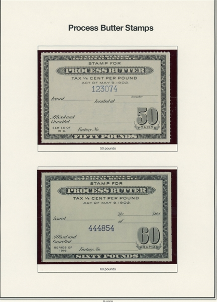Process Butter Stamps, 7 Different, Complete Set (ENV $300+)