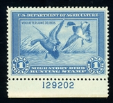 USA Scott RW1 MNH Plate Single Graded VF80J, 1934 Federal Hunting Stamp 2014 PSE Cert (SCV $775)
