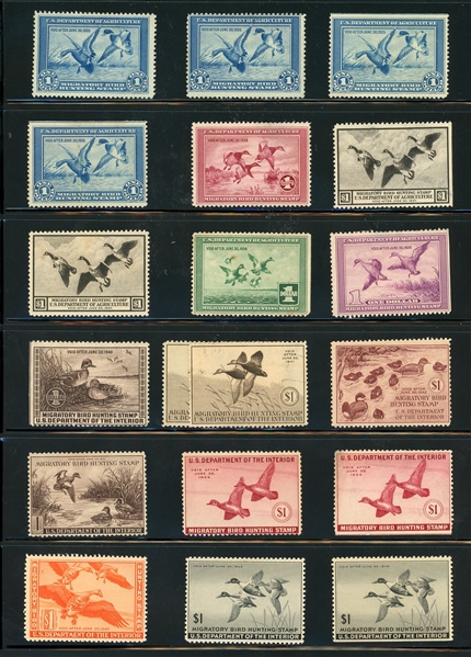 Large Flock of Mint, Unused, and Used Ducks (Est $200-400)