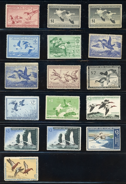 Large Flock of Mint, Unused, and Used Ducks (Est $200-400)