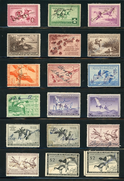 Large Flock of Mint, Unused, and Used Ducks (Est $200-400)