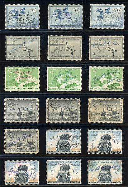 Large Flock of Mint, Unused, and Used Ducks (Est $200-400)