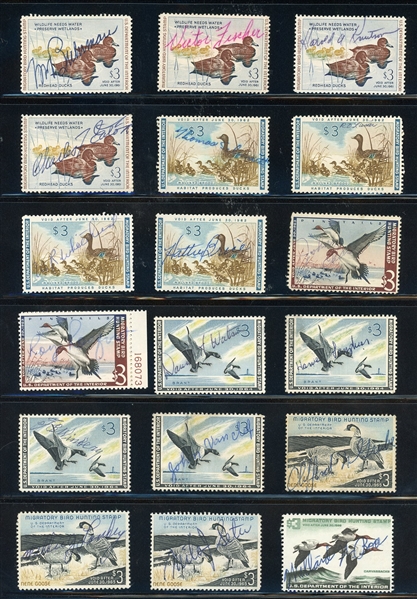 Large Flock of Mint, Unused, and Used Ducks (Est $200-400)