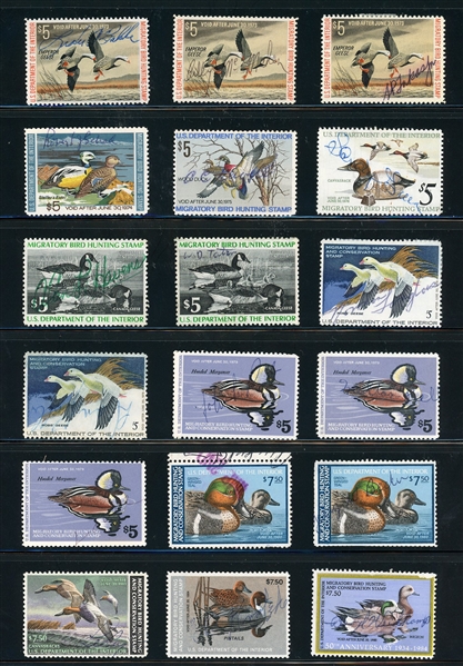 Large Flock of Mint, Unused, and Used Ducks (Est $200-400)