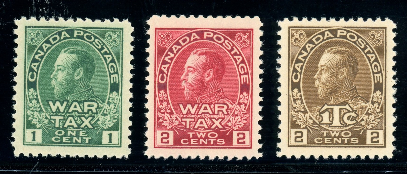 Canada War Tax Stamps - 3 Different VF to XF (SCV $247)