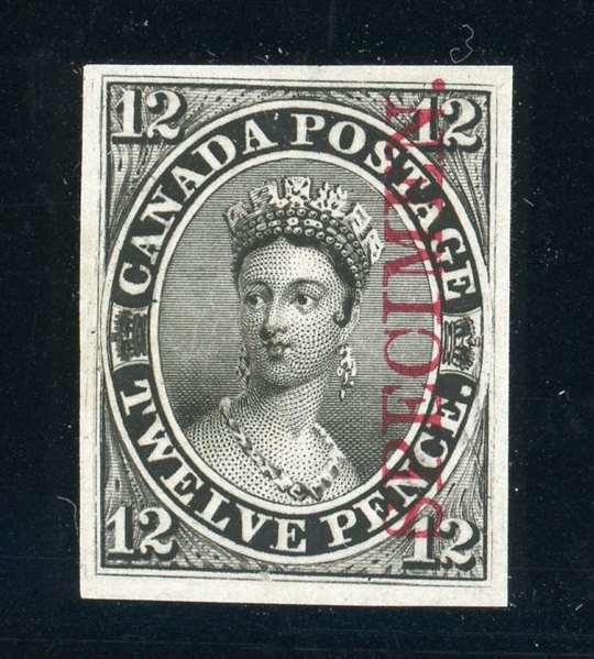 Canada Scott 3Pi 12d Black Plate Proof on India, Red Vertical SPECIMEN (CS $3000)