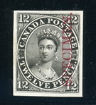 Canada Scott 3Pi 12d Black Plate Proof on India, Red Vertical SPECIMEN (CS $3000)