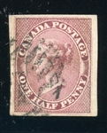 Canada Scott 8 Used F-VF, 1857 ½d Victoria (SCV $700)