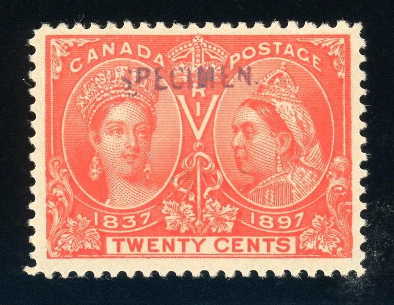 Canada UTC 59SP F-VF, 20¢ Jubilee with SPECIMEN Overprint, 1988 APS Cert (UTC $300)