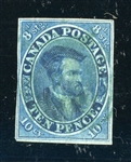 Canada Scott 7 Used F-VF, 1855 10p Cartier with 2005 Greene Cert (SCV $1650)