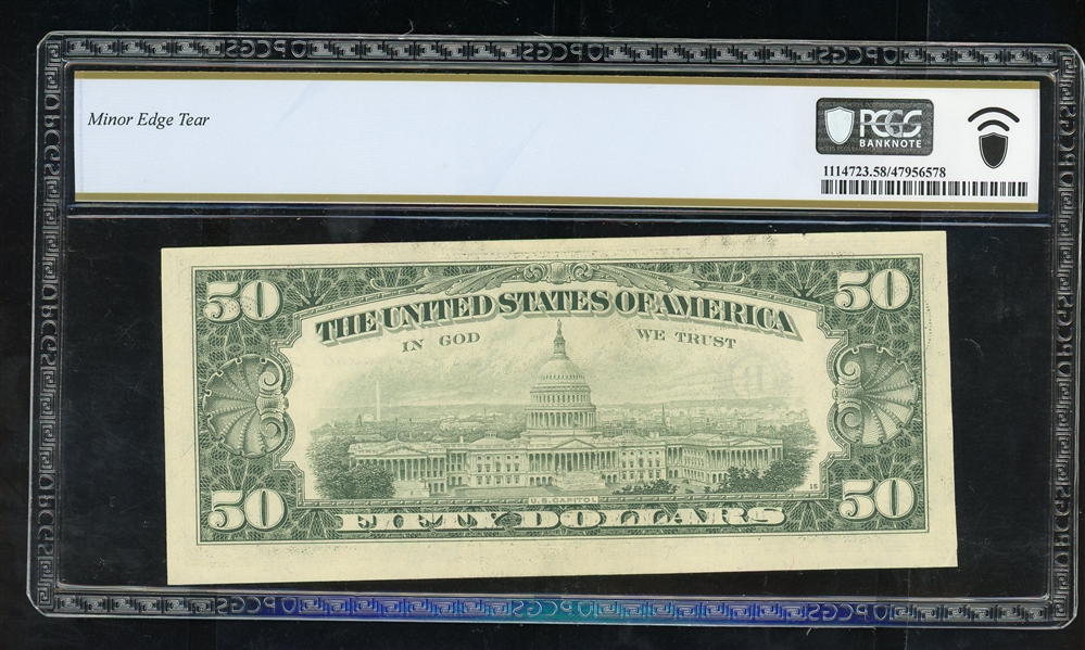 $50 1981A Federal Reserve Note New York, Fr. 2121-B, PCGS 58 Choice AU (Est $150-200)