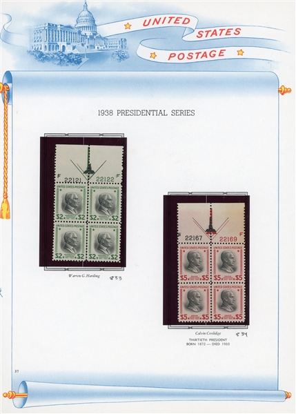 USA Scott 803-834 MNH Complete Set of Plate Blocks, 1938 Prexies (SCV $671)