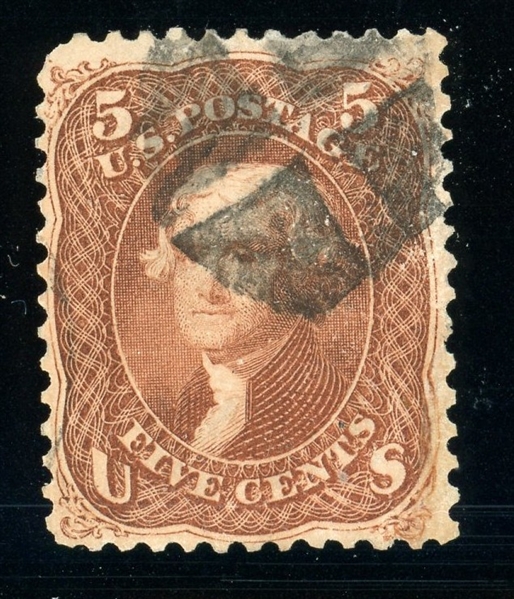 USA Scott 75 Used Fine, 1862 5¢ Jefferson (SCV $425)