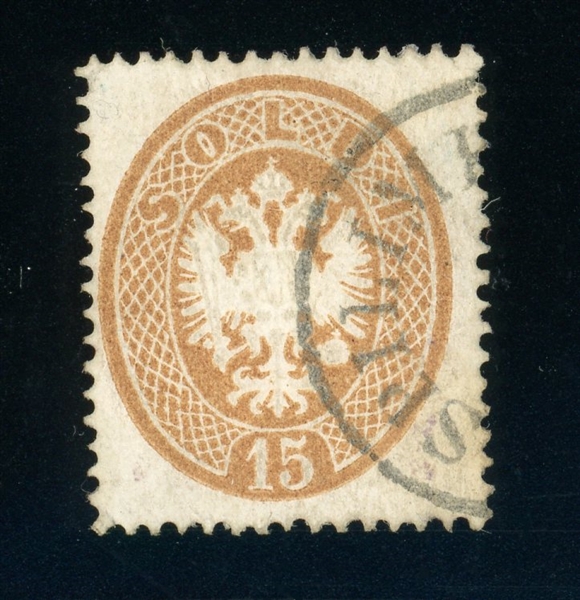 Austria Lombardy-Venetia Scott 19 Used F-VF, 2009 APEX Cert (SCV $285) 
