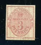 Hanover Scott 9a Unused VF, Tiny Fault, 1856 3pf Numeral, 1982 APS Cert (SCV $400)