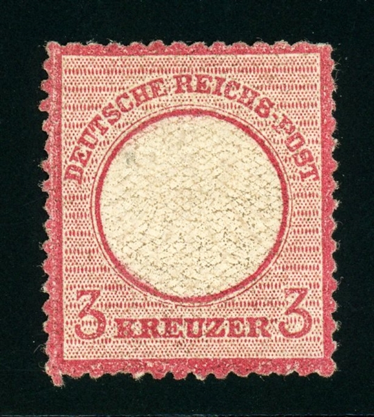 Germany Scott 9 MH F-VF, 1872 3kr Small Shield, 2003 Krug Cert (SCV $1700)