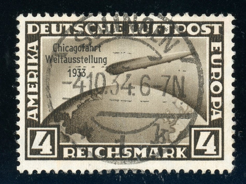 Germany Scott C45 Used F-VF, 1933 4m Chicagofart Zeppelin (SCV $190)