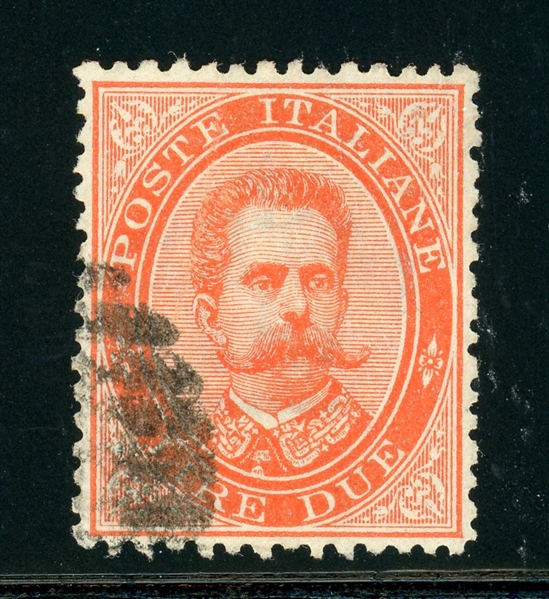 Italy Scott 51 Used VF for Issue, 1879 2Lire King Humbert I with 2010 APS Cert (SCV $350)