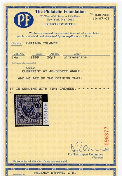 Mariana Islands Scott 13a, 14a Used, 1899 48-Degree Overprints (SCV $360)