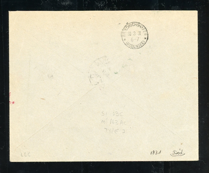 Hungary Scott C24-C25 on Flown Zeppelin Cover, 1931 (Est $150-200)