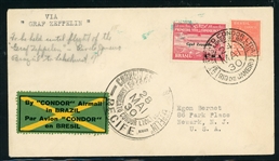 Brazil 1930 Zeppelin Flight Cover (SCV $150)