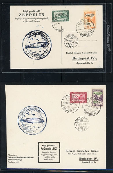 Hungary 1931 Zeppelin Card and Cover (Est $150-200)