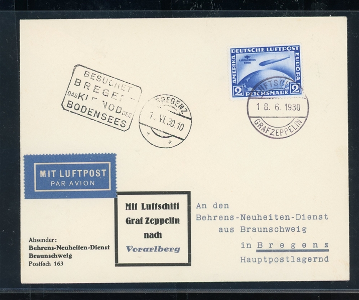 Germany Scott C38 Zeppelin Cover (SCV $375)