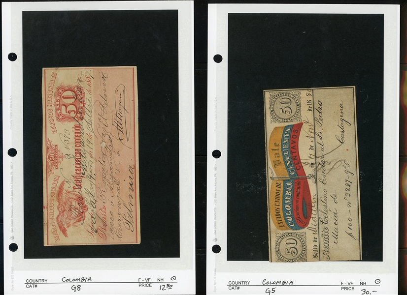 Colombia and States Insured Letter Stamps, 10 Different (Est $90-120)