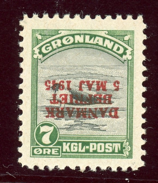 Greenland Scott 21 MNH with Inverted Overprint (SCV $1000)