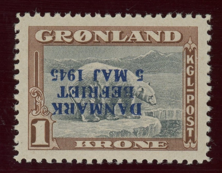 Greenland Scott 25 MNH with Inverted Overprint (SCV $1200)