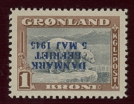 Greenland Scott 25 MNH with Inverted Overprint (SCV $1200)
