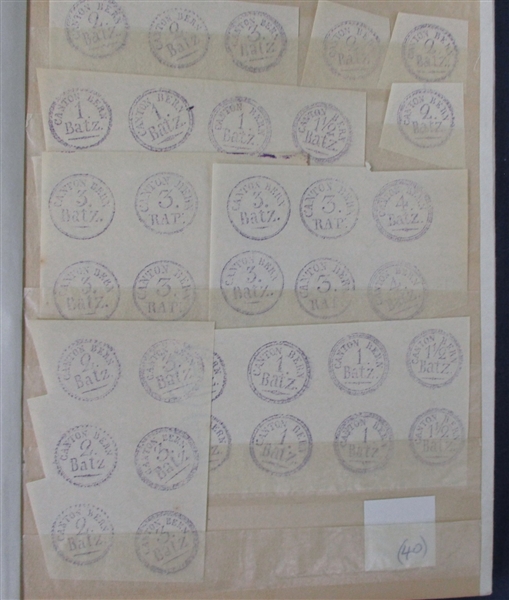 Switzerland - Bern Canton Revenues and Military Stamps (Est $100-150)
