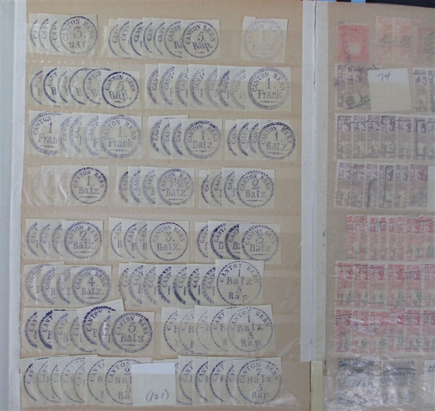Switzerland - Bern Canton Revenues and Military Stamps (Est $100-150)