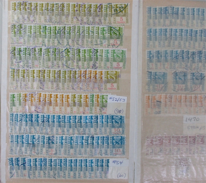 Switzerland - Bern Canton Revenues and Military Stamps (Est $100-150)
