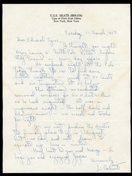 Commander J.F. Calvert Cover with Historical Letter (Est $175-250)