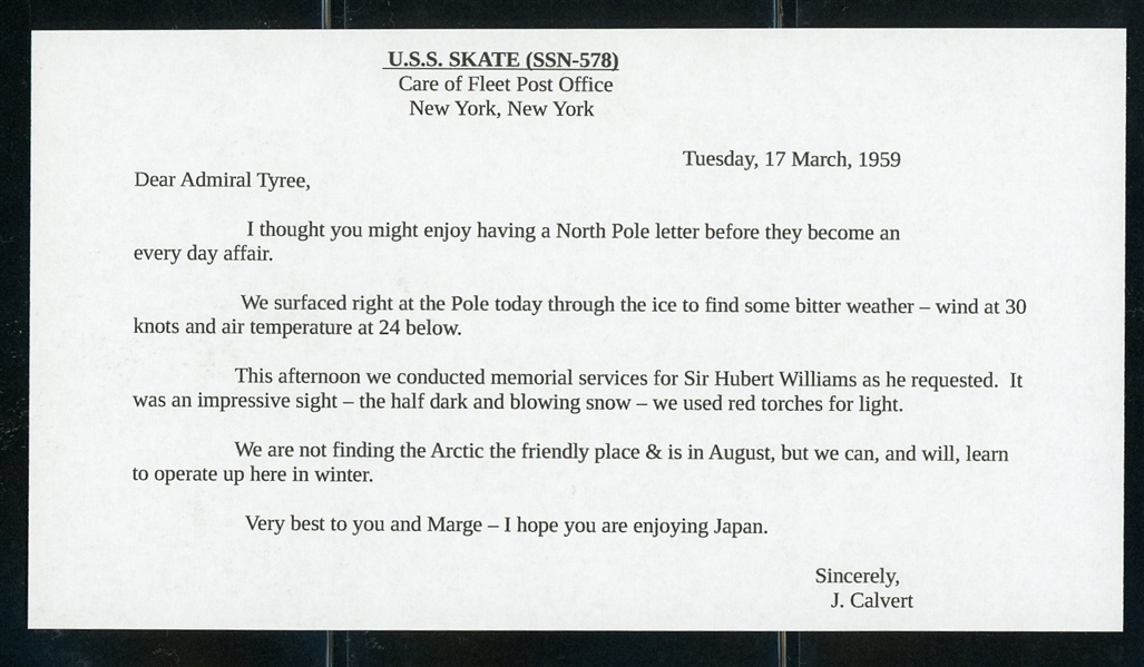 Commander J.F. Calvert Cover with Historical Letter (Est $175-250)
