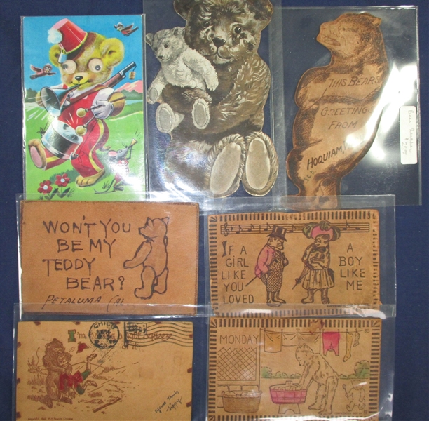 Postcards - 21 Leather and Novelty Cards, All Bear Related (Est $100-120)