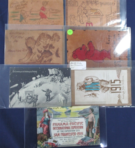 Postcards - 21 Leather and Novelty Cards, All Bear Related (Est $100-120)