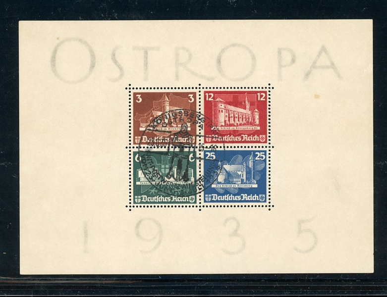 Germany Scott B68 Used, 1935 OSTROPA Souvenir Sheet (SCV $825)