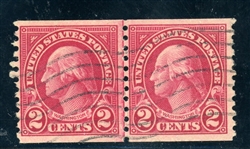 USA Scott 599b Used Joint Line Pair Fine, 2026 PSE Certificate (SCV $700)