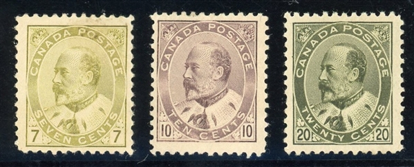 Canada Scott 92-94 MHR F-VF, 1903 Edwards (SCV $1775)
