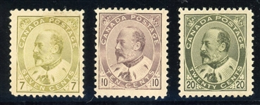 Canada Scott 92-94 MHR F-VF, 1903 Edwards (SCV $1775)