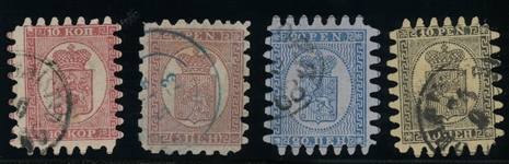 Finland Early Roulettes, 4 Different Used (SCV $590)