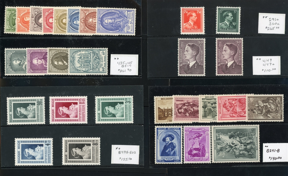 Belgium Better MNH Singles and Sets (SCV $1637)