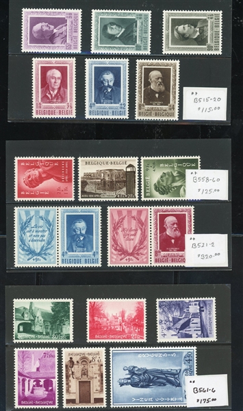 Belgium Better MNH Singles and Sets (SCV $1637)