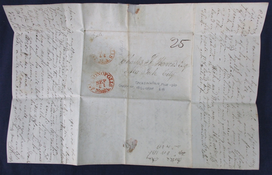 Michigan Postal History - 1838 Jacksonopolis DPO (Est $80-120)