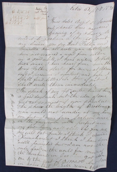 Michigan Postal History - 1838 Jacksonopolis DPO (Est $80-120)